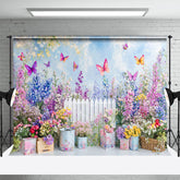 Lofaris Vibrant Spring Garden Colorful Butterflies Backdrop